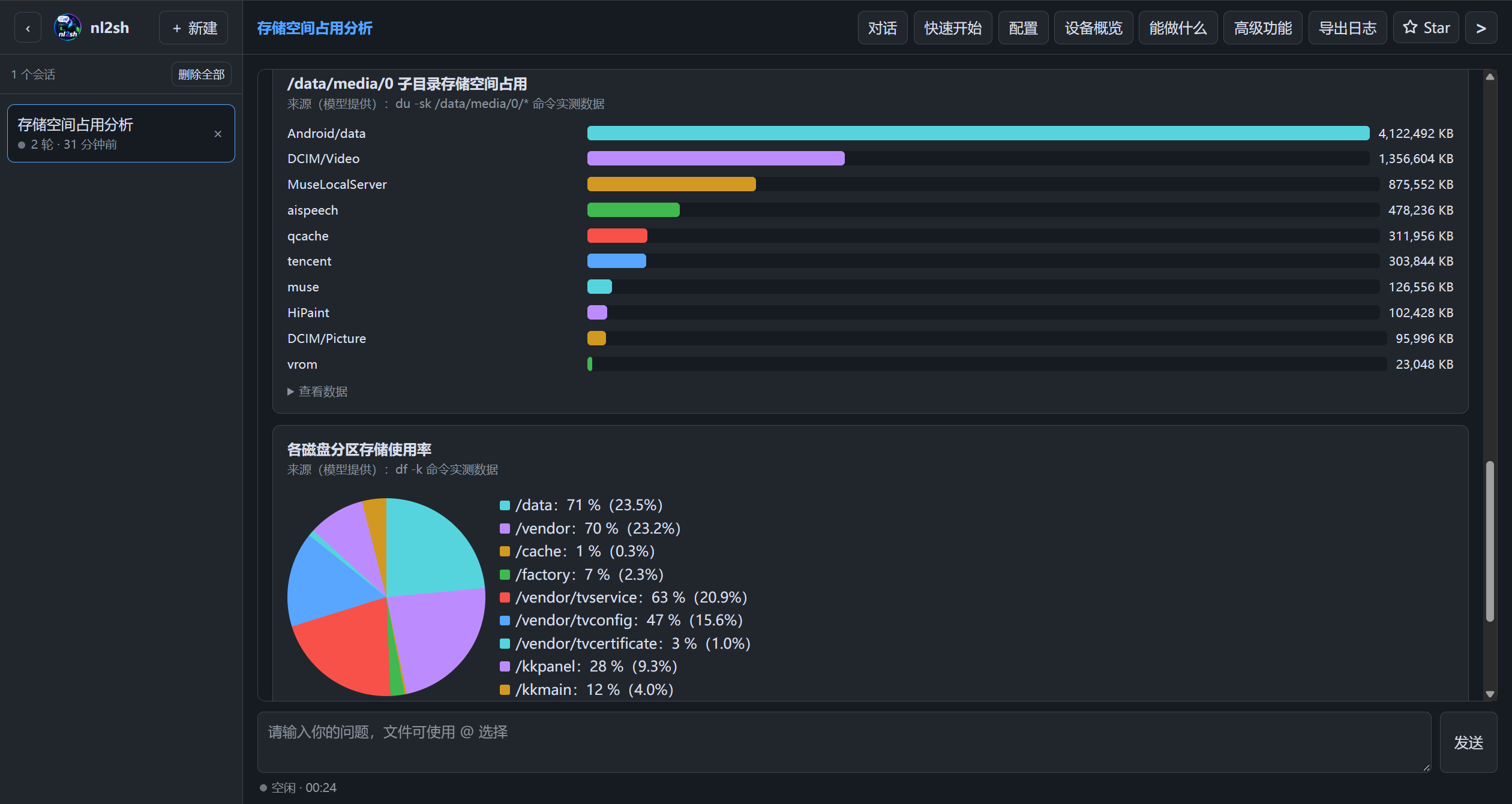 Web 存储图表